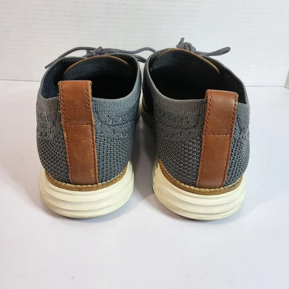 Cole Haan Grand Stitchlite‎ Wingtip Oxford Mens Gray Knit Leather Shoes 11M